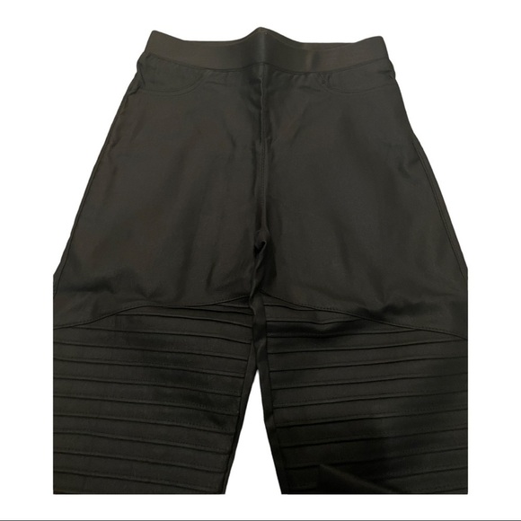 Oober Swank Coated High Waisted Moto Leggings Black - Picture 8 of 14